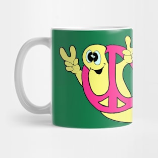 Yellow Peace Ghost with a Pink Peace Sign Mug